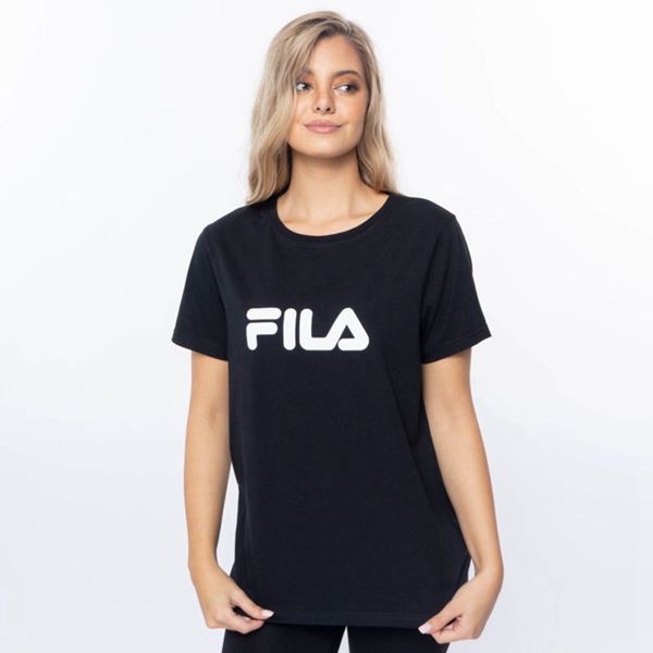 Camisetas Manga Corta Fila Mujer Negras - Mono Deckle - España 197608OSV